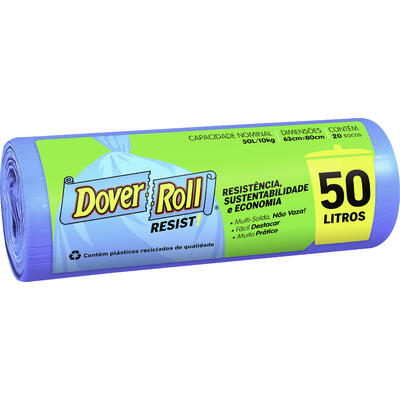 Saco de Lixo Dover Roll Azul 50L 20 un