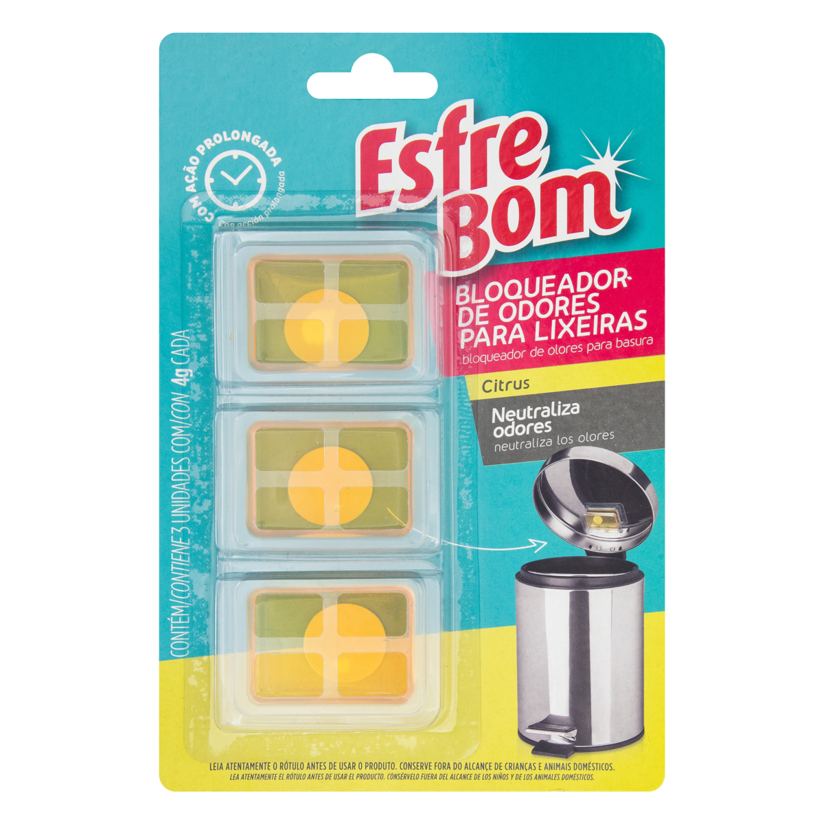 Bloqueador de Odor para Lixeira Citrus Esfrebom Blister 3 Unidades 4g Cada