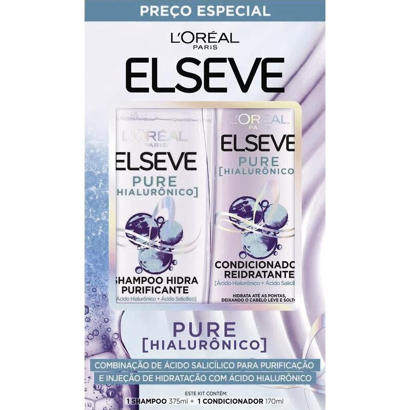Kit Shampoo 375ml + Condicionador 170ml Loréal Paris Elseve Pure Hialurônico