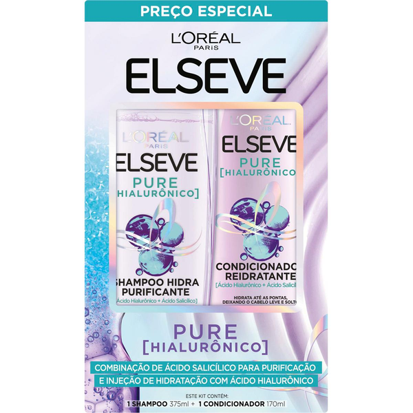 Kit Shampoo 375ml + Condicionador 170ml Loréal Paris Elseve Pure Hialurônico
