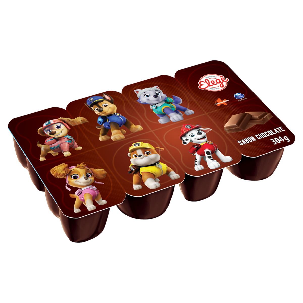 Sobremesa Láctea Chocolate Paw Patrol Batavo Batavinho Bandeja 304g 8 Unidades
