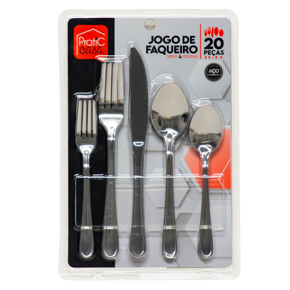 Faqueiro Pratic Casa de Aço Inox 20 Peças