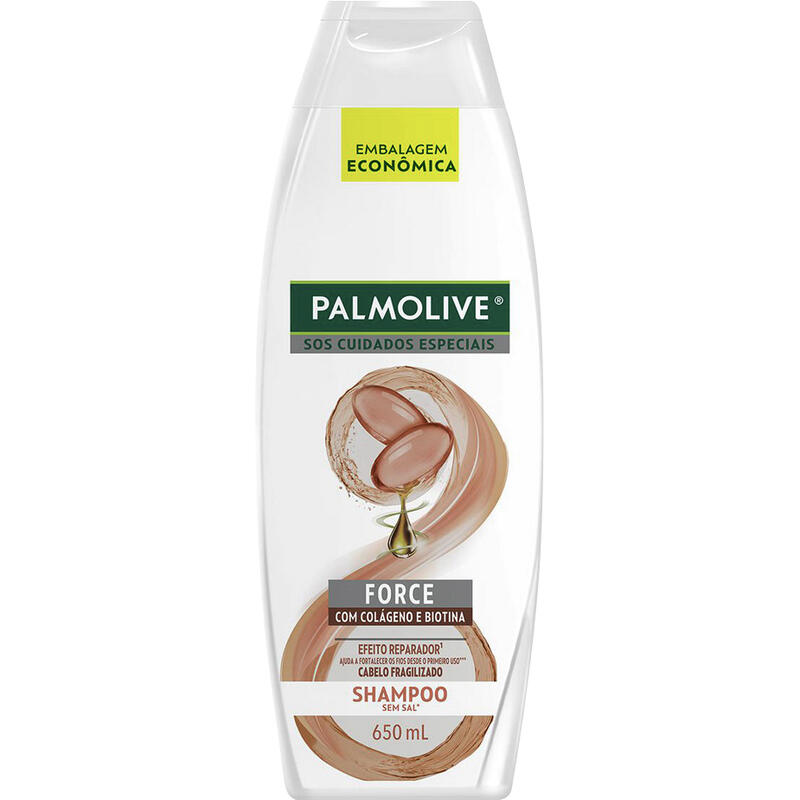 Shampoo Palmolive SOS Force com colágeno e biotina 650ml Embalagem Econômica