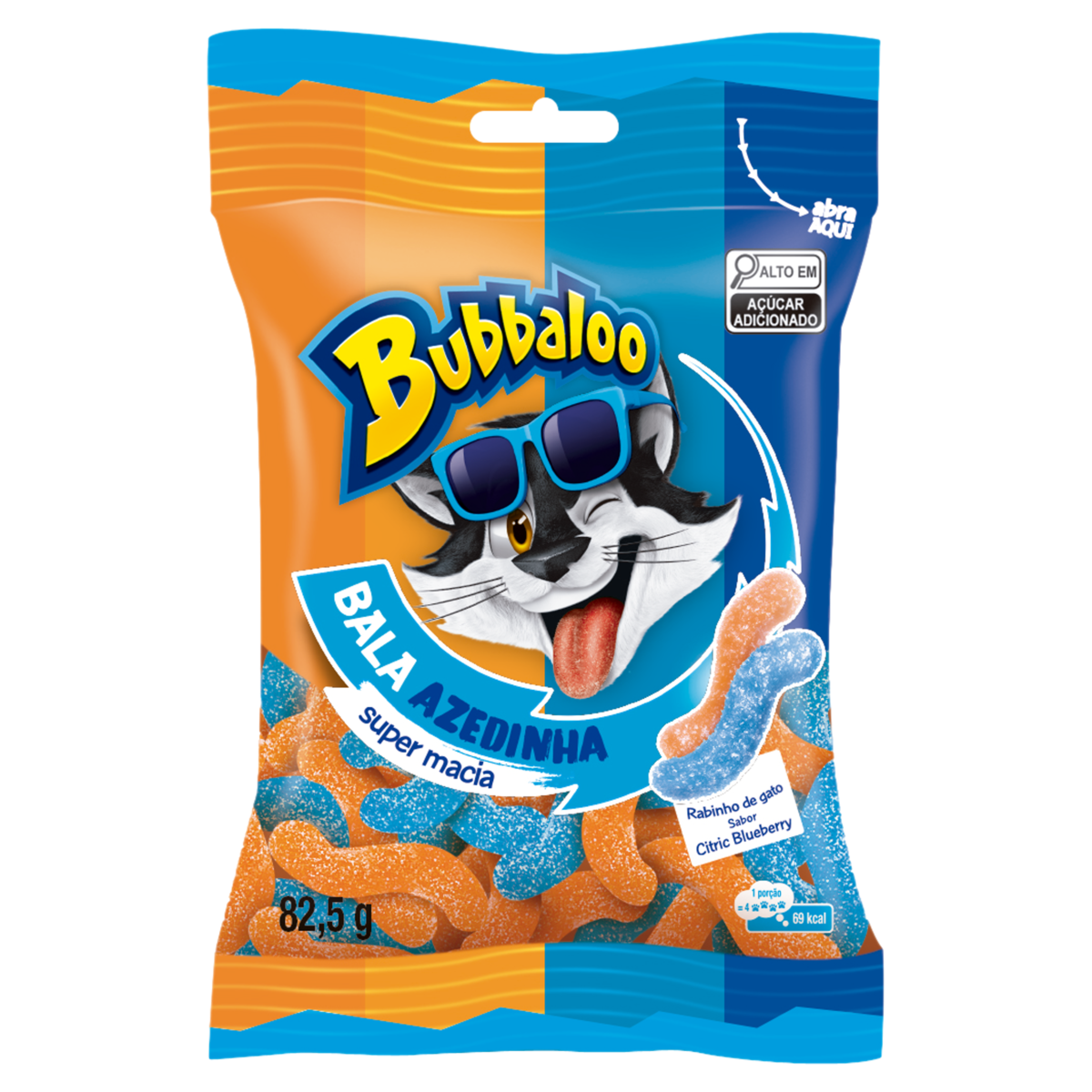Bala Macia Bubbaloo Citric Blueberry Mix 82,5g