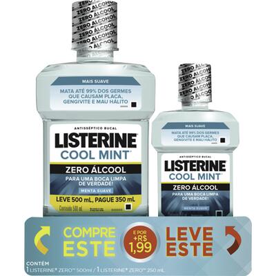 Kit Antis Bucal Listerine Cool Mint Zero 500ml+250ml