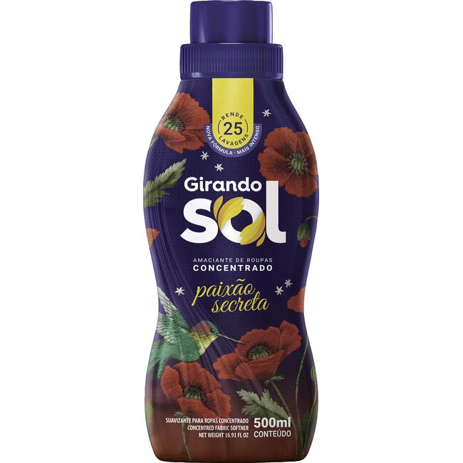 Amaciante Roupas Conc Girando Sol Paixão secreta 500ml