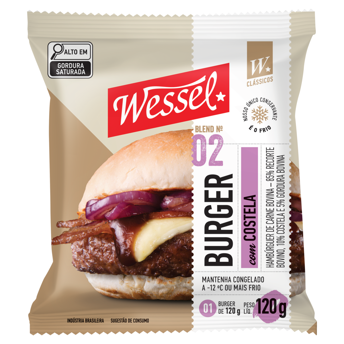 Hambúrguer de Carne Bovina Costela Wessel Pacote 120g