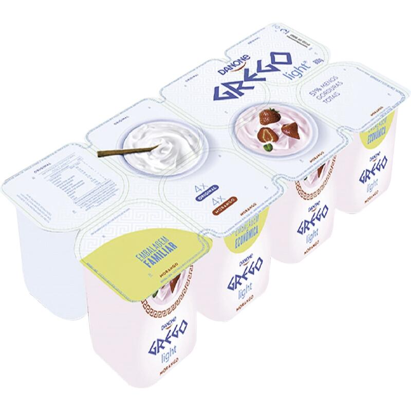 Iogurte Grego Danone Light Original/Morango 800g