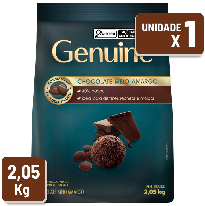 Chocolate Meio Amargo Genuine Moedas Pacote 2,050 Kg