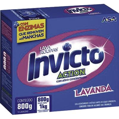Lava Roupas em Pó Action Invicto Lavanda 800g