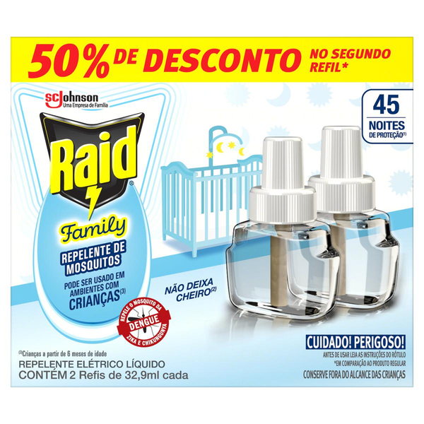 Refil Elétrico Raid Family 32.9ml Cada 50% De Desconto No Segundo Refil