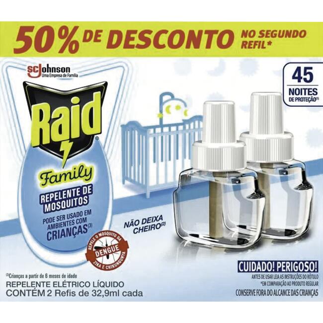 Refil Elétrico Raid Family 32.9ml Cada 50% De Desconto No Segundo Refil