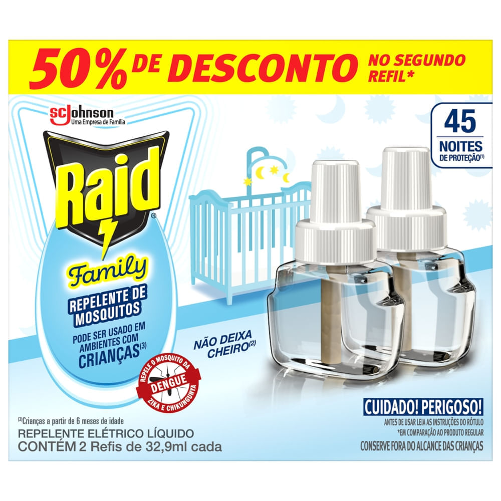 Refil Elétrico Raid Family 32.9ml Cada 50% De Desconto No Segundo Refil