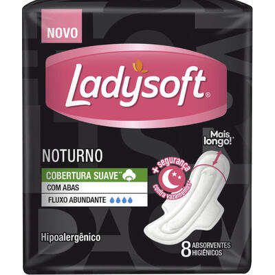 Absorvente Noturno Ladysoft Suave com abas 8 un
