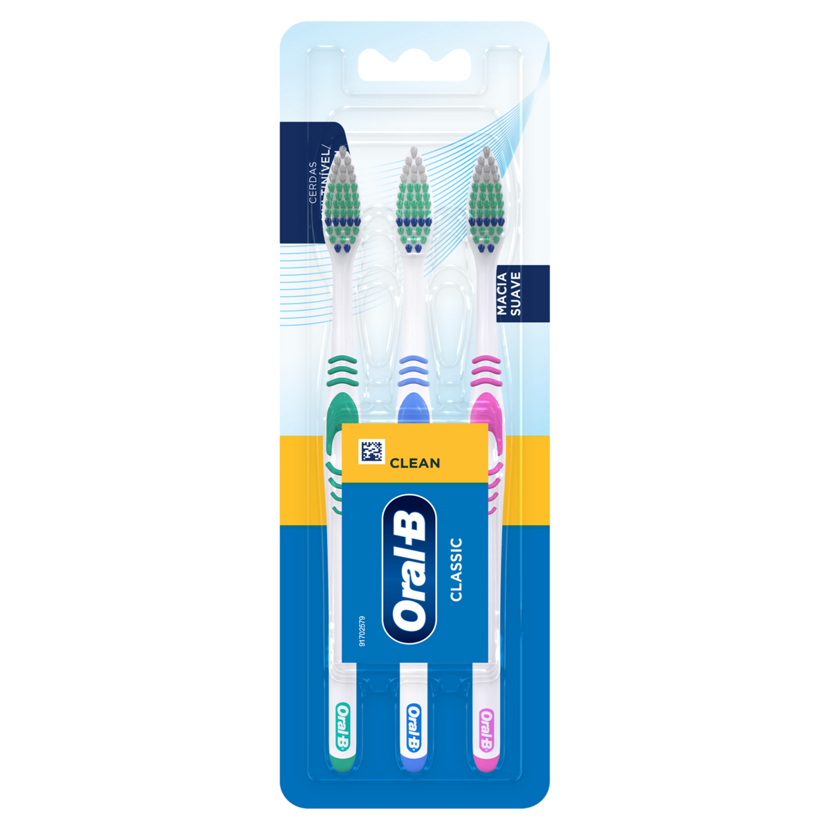 Escova Dental Macia Oral-B Classic Clean 3 Unidades