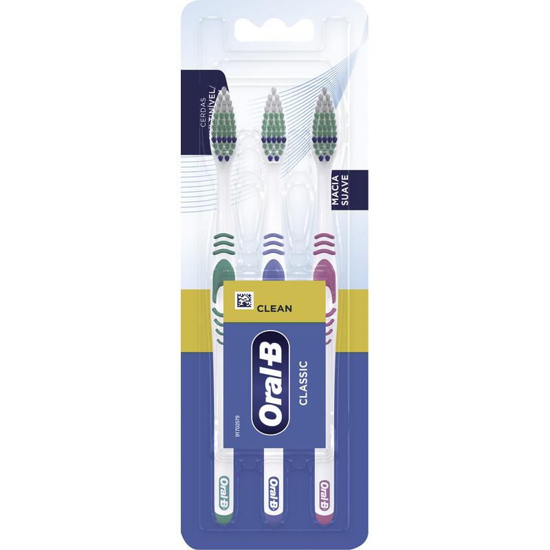 Escova Dental Macia Oral-B Classic Clean 3 Unidades