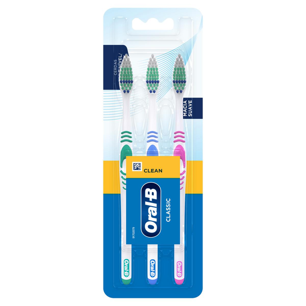 Escova Dental Macia Oral-B Classic Clean 3 Unidades