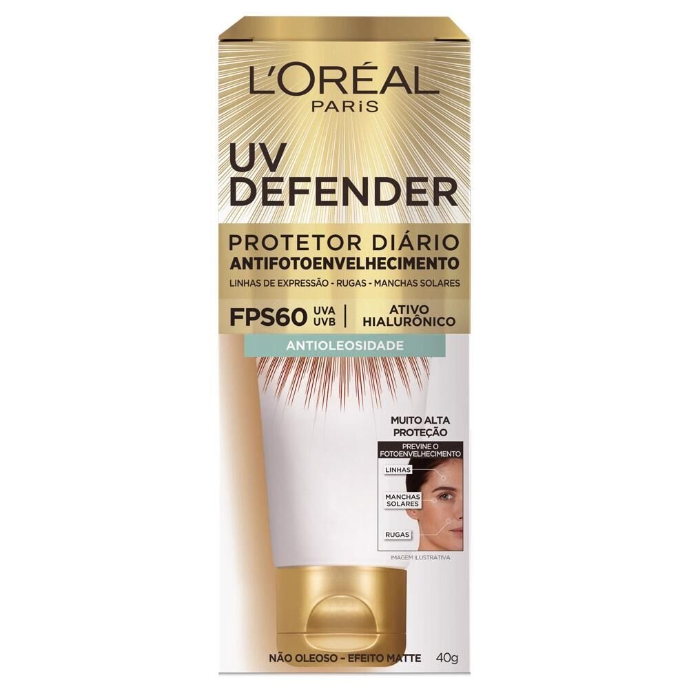 Protetor Solar Facial L'oréal Uv Defender Antioleosidade Fps 60 40g