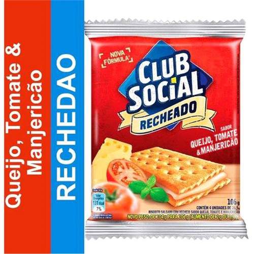 Biscoito Salgado CLUB SOCIAL Recheado Queijo, Tomate e Manjericão multipack 106g