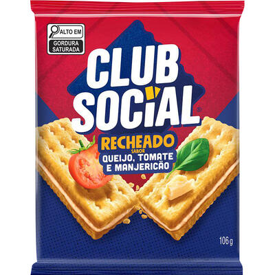 Biscoito Salgado CLUB SOCIAL Recheado Queijo, Tomate e Manjericão multipack 106g