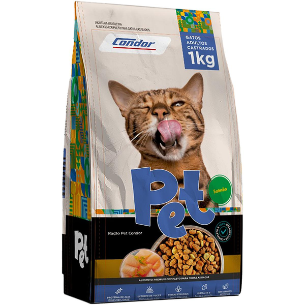 Ração para Gatos Condor Pet 1kg - Castrado - Salmão
