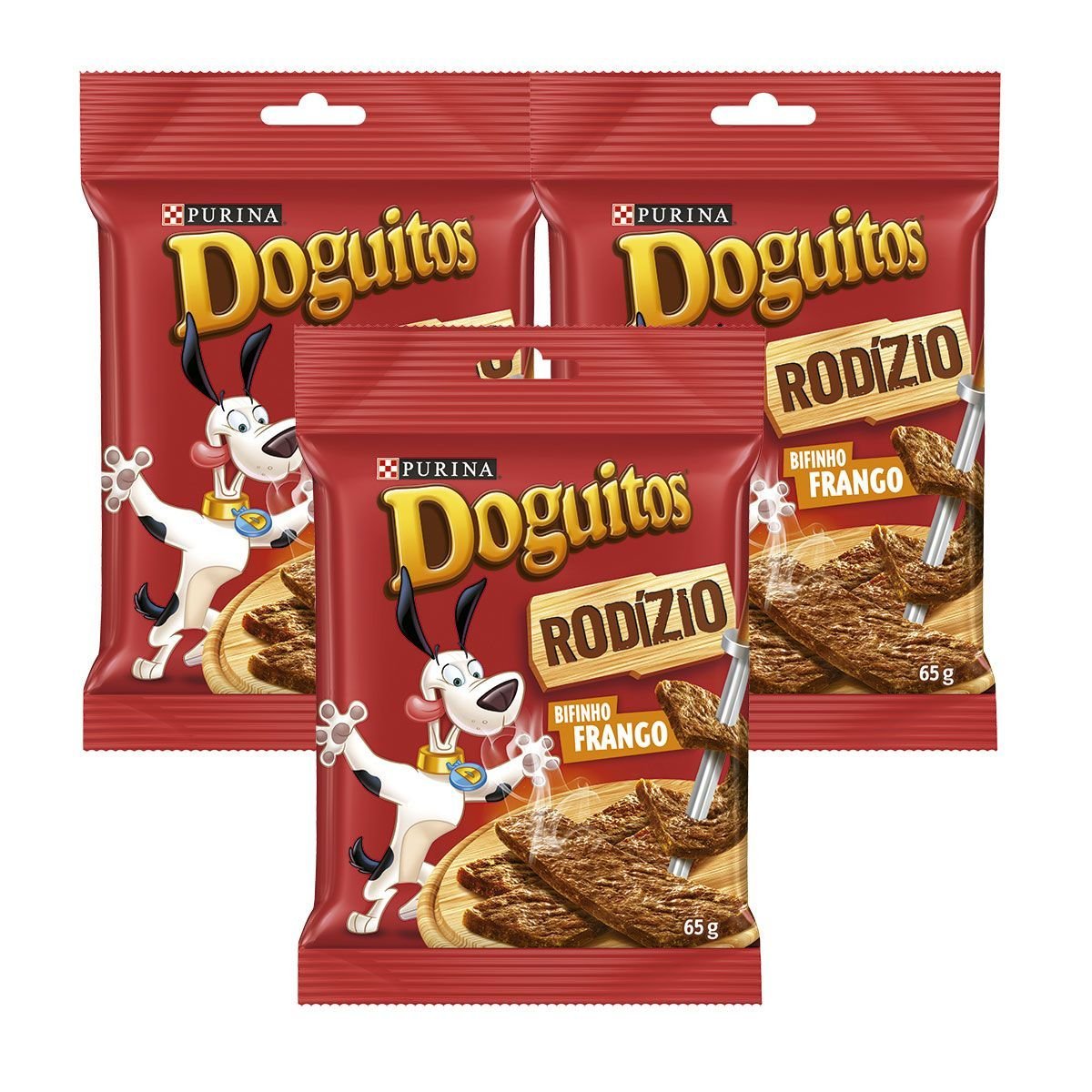 Kit DOGUITOS com 3 Biscoitos para Cães Sabor Frango 65g Cada