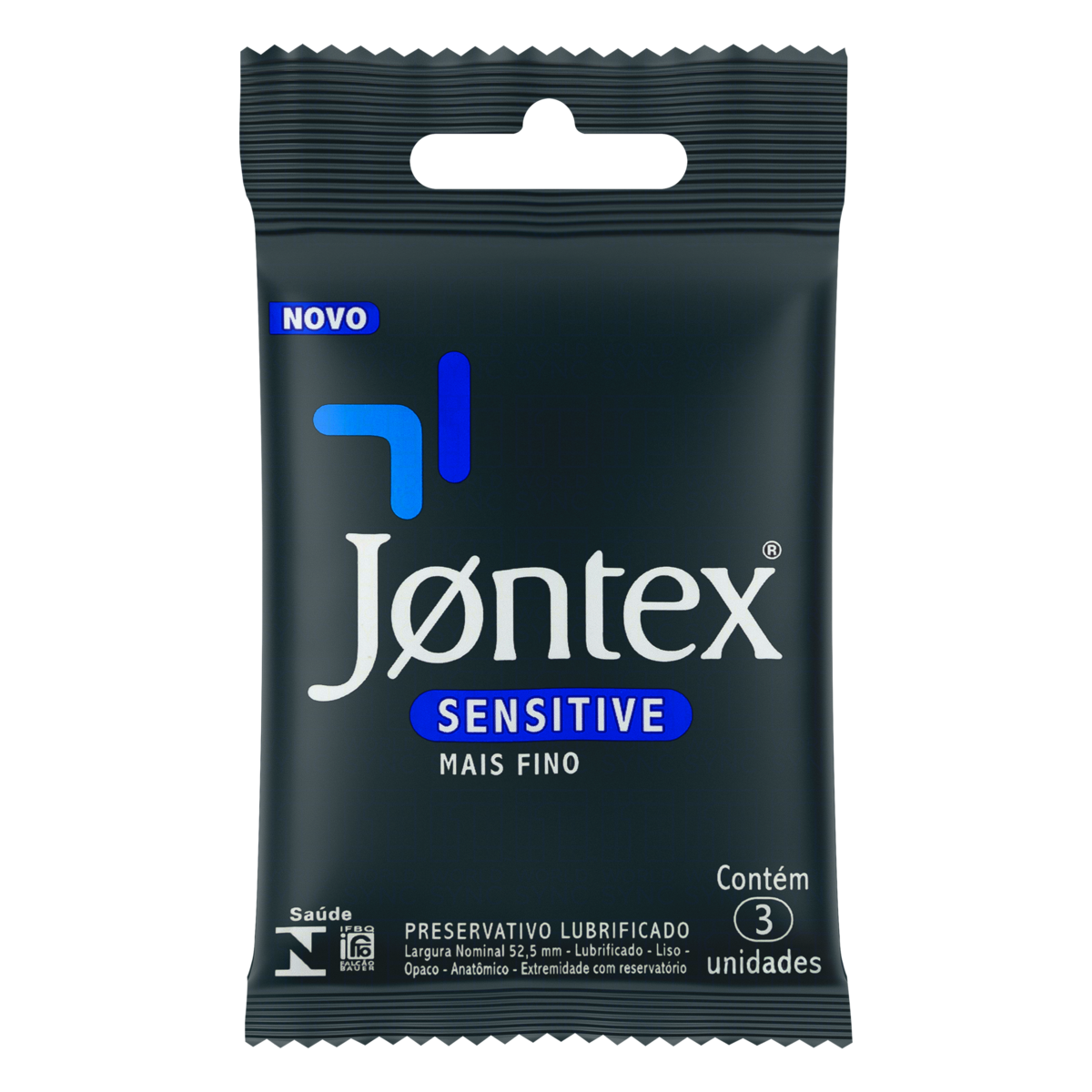 Preservativo Masculino Lubrificado Sensitive Jontex Pacote 3 Unidades