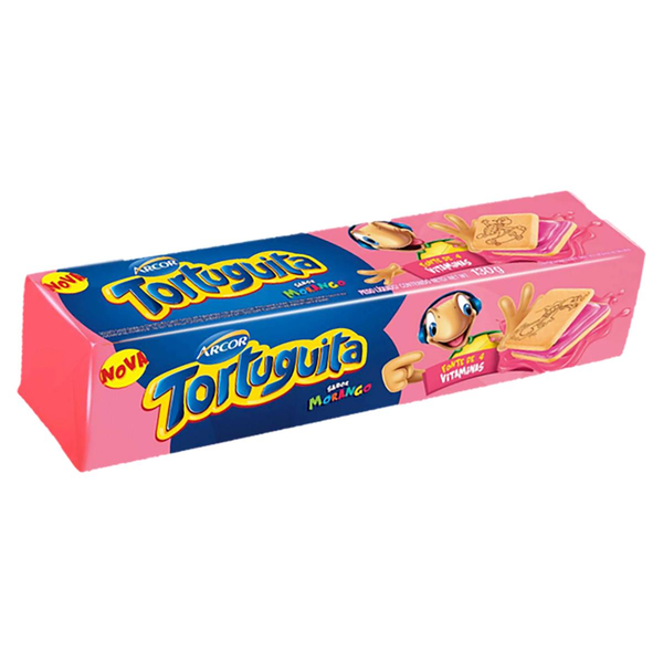 Biscoito Recheado Tortuguita 130g - Morango