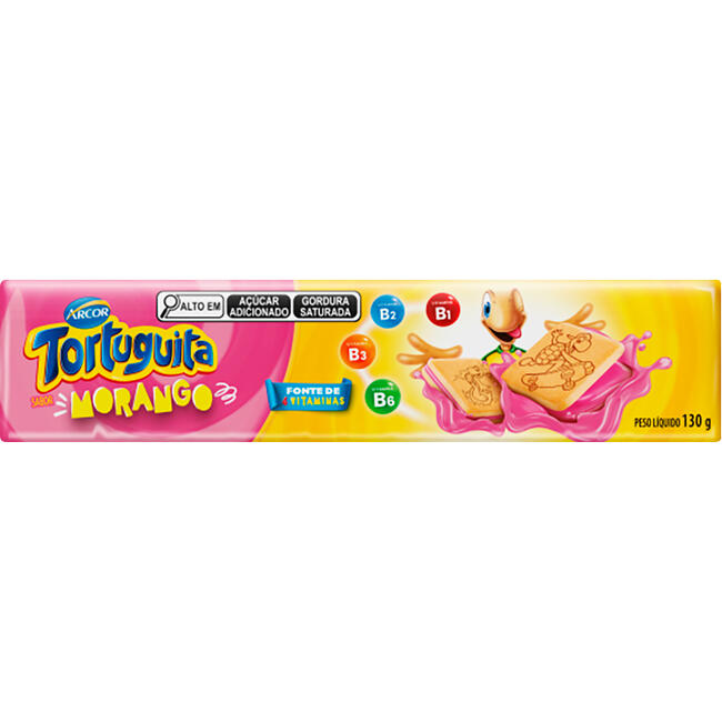 Biscoito Recheado Tortuguita 130g - Morango
