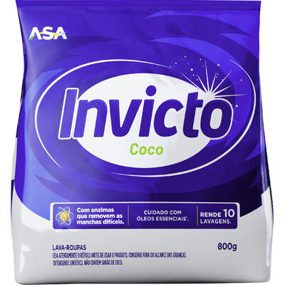 Lava Roupas em Pó Invicto Coco 800g