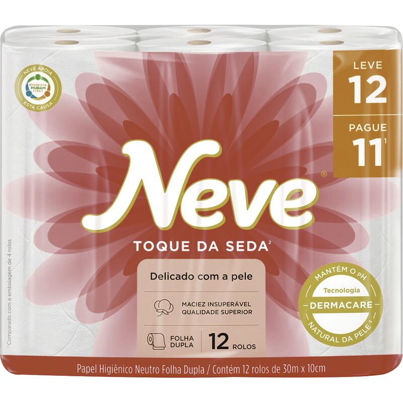 Papel Higiênico Neve Folha Dupla - 30m 12 rolos