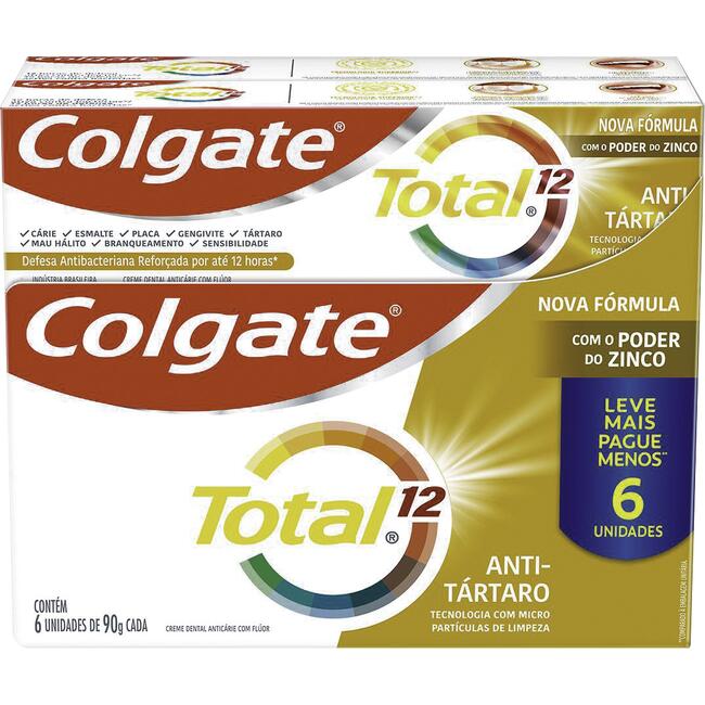 Creme Dental Colgate Total 12 Anti-Tártaro 6x90g