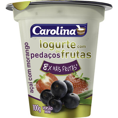 Iogurte com Pedaços Carolina Açaí e Morango 100g
