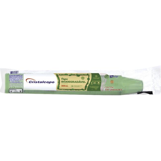 Copo Biodegradável Descartável Cristalcopo 300ml 100 un
