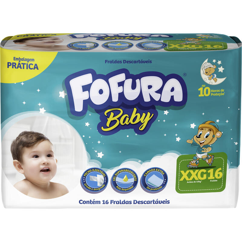 Fralda Fofura Baby Prático XXG 16 un