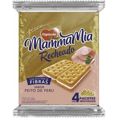 Biscoito Recheado Capricche Mamma Mia Peito de Peru 108g