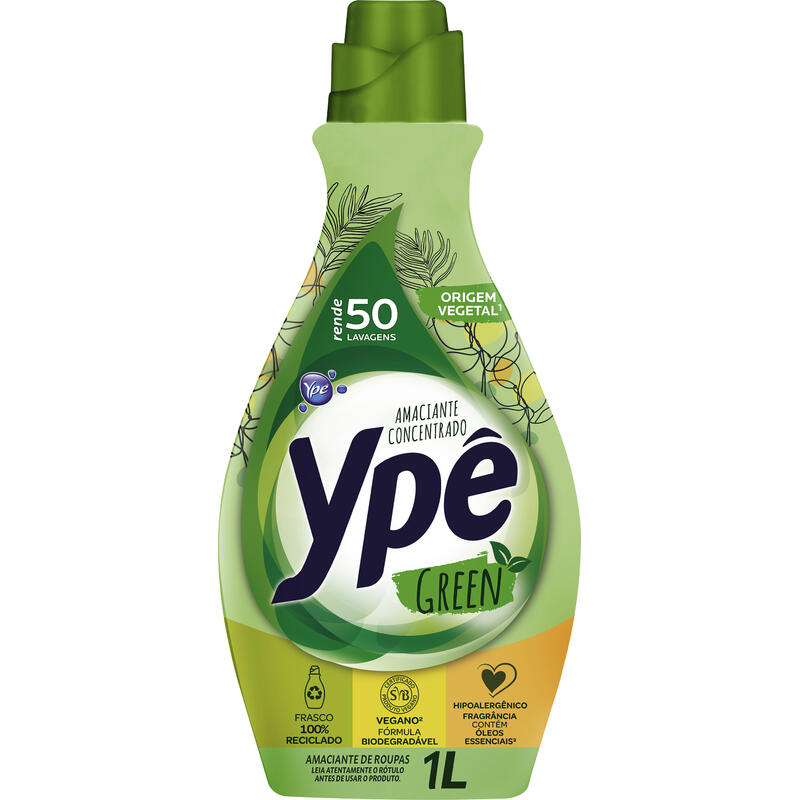 Amaciante Concentrado YPÊ Green - 1L - Rende 50 Lavagens