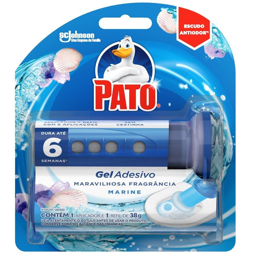 Desodorizador Sanitário Gel Adesivo PATO Aplicador + Refil Marine 1 unidade