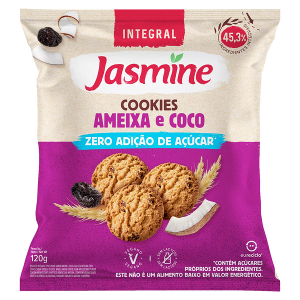 Cookie Integral Jasmine 120g - Zero Açúcar - Ameixa e Coco