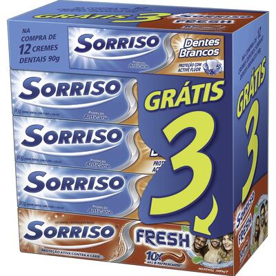 Creme Dental Sorriso Dentes Brancos 12 un de 90g