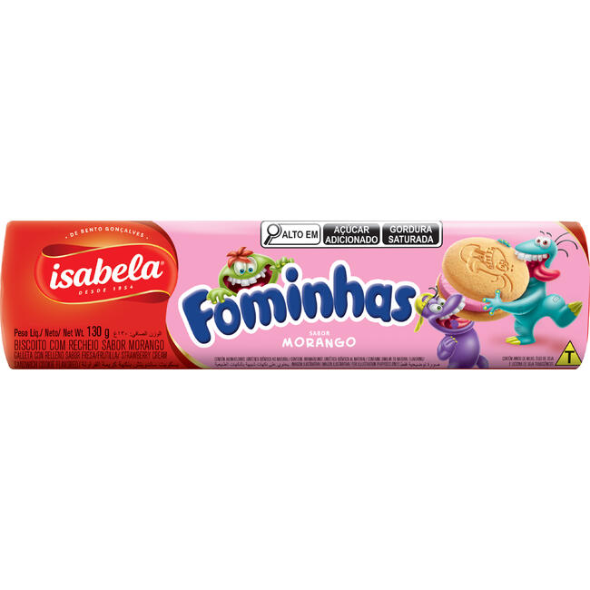 Biscoito Recheado Isabela Fominhas Morango 130g