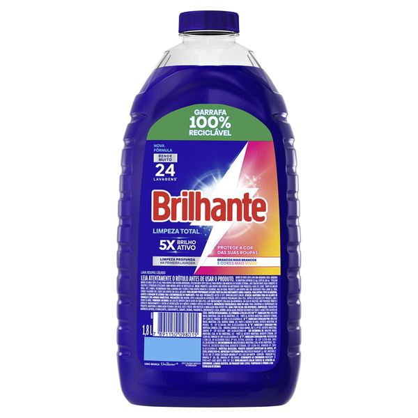 Lava-Roupas Líquido Brilhante Limpeza Total 1,8l
