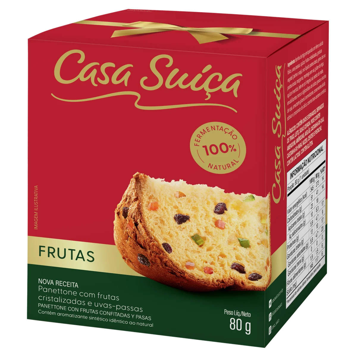 Panettone CASA SUIÇA Frutas Fermentação Natural 80g