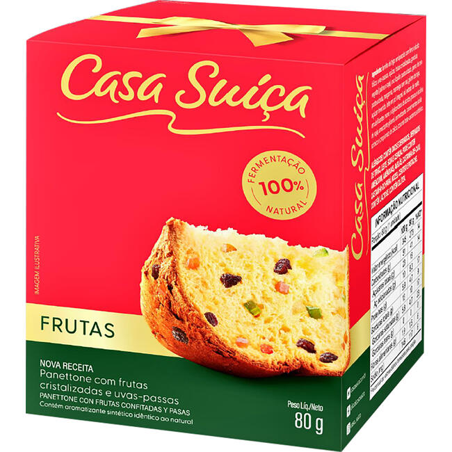 Panettone CASA SUIÇA Frutas Fermentação Natural 80g