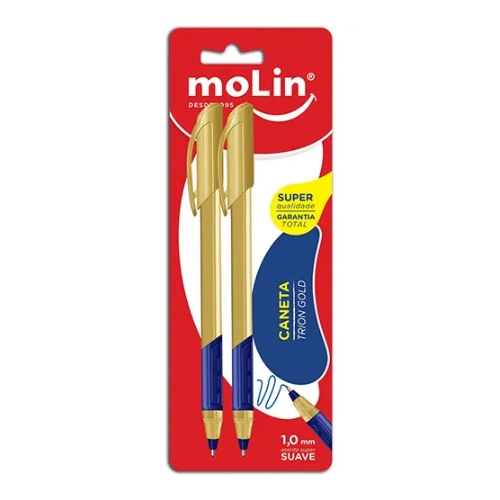 Caneta Trion Grip Gold Molin C/2