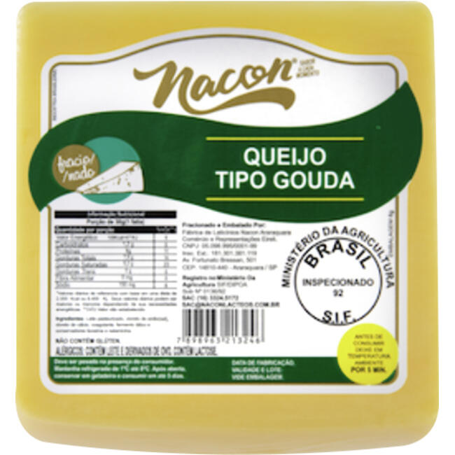 Queijo tipo Gouda Frac Nacon Preço por quilo no pedaço