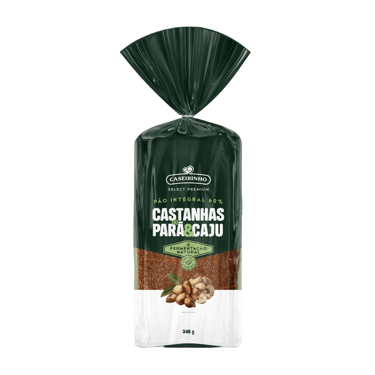 Pão CASEIRINHO Integral 60% Castanhas do Pará e Caju 340g