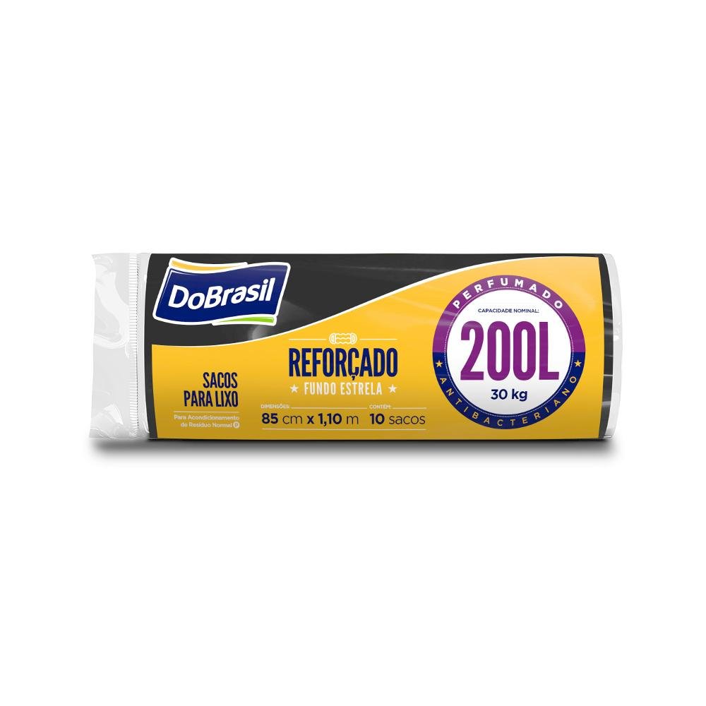 Saco para Lixo DOBRASIL Perfumado Preto com 10 Unidades 200L Rolo