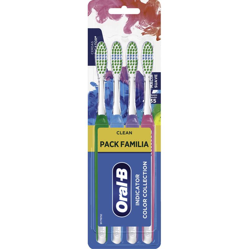 Escova Dental Macia 35 Oral-B Indicator Color Collection 4 Unidades