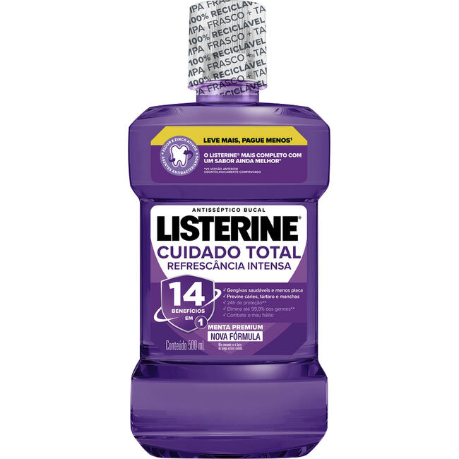 Listerine Cuidado Total 14 Benefícios em 1 Enxaguante Bucal, 500mL